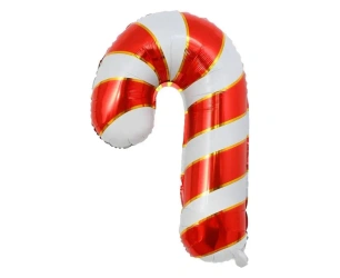 Balon foliowy Lizak świąteczny czerwono-biały 38cm - Godan