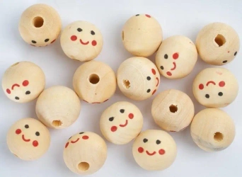 Koraliki drewniane 20 mm  - Twarze (6szt) - Fandy