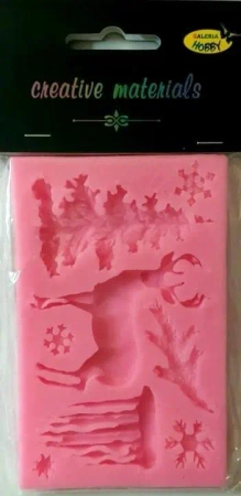 Forma silikonowa 7 x 1cm Świerk, Jeleń - Galeria Hobby