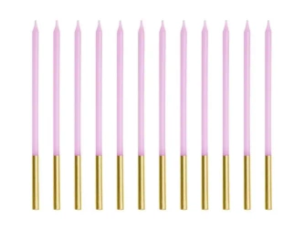 Świeczki urodzinowe gładkie fioletowe 14cm 12szt - PartyDeco