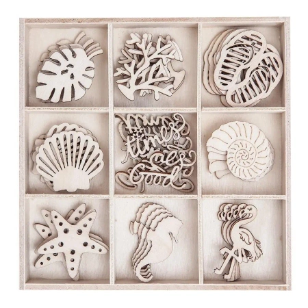 Kształty z drewna wakacje 45szt - Dalprint dpCraft