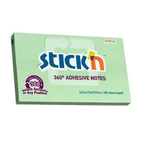 Notes samoprzylepny 360 st. zielony 100 kart. - Stickn