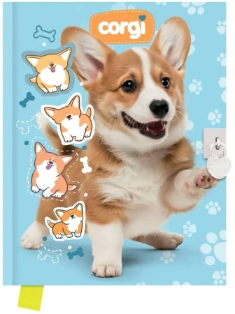 Pamiętnik z kłódką 80 kartek Corgi - GDD
