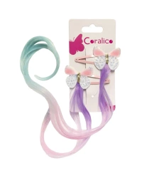 Spinki ze sztucznymi włosami 2szt - Coralico