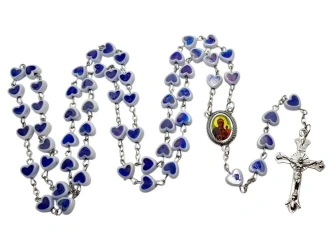 Różaniec M.B. Częstochowska serduszka niebieskie - Art Sacrum