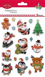 Naklejki wypukłe Mikołaje bałwanki Ciastek 17szt - Titanum