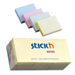 Paczka Notes samoprzylepny 38x51 mm 12 notesów po 100 kartek mix kolorów pastel - STICKN