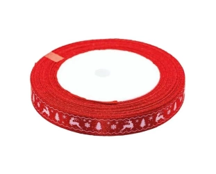 Wstążka satynowa z motywem świątecznym 25mmx22m - Brewis