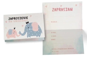 Zaproszenie ZZ-078 Słoniki (5 szt.) - Kukartka