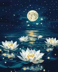 Malowanie po numerach - Lotos pod poświatą 40x50cm - Ideyka