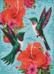 Diamentowa mozaika - Szmaragdowe kolibry 30x40cm - Ideyka
