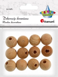 Koraliki drewniane 12szt - Titanum