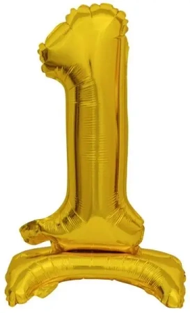 Balon foliowy mini cyfra 1 ze stopką złota 22x40cm - Amscan
