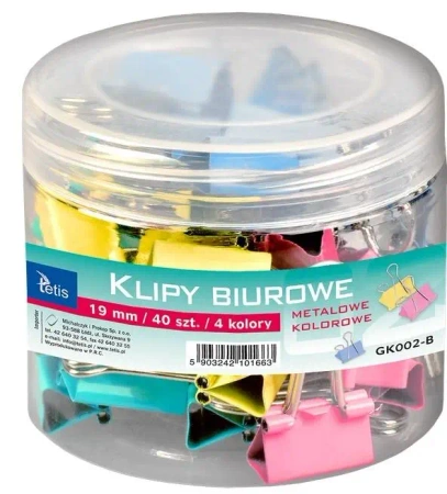Klipy kolorowe 19mm 40szt. GK002-B - Tetis