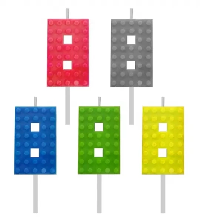 Świeczka urodzinowa Klocki cyfra 8 5,5cm MIX - Godan