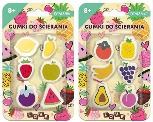Gumki do ścierania 6szt owoce - Beniamin