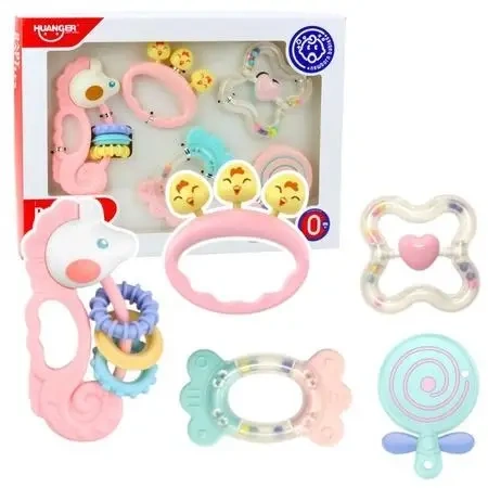 Grzechotki sensoryczne pastelowe 5szt - Leantoys