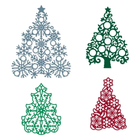 Zestaw wykrojników - Ażurowe choinki 4szt - Dalprint