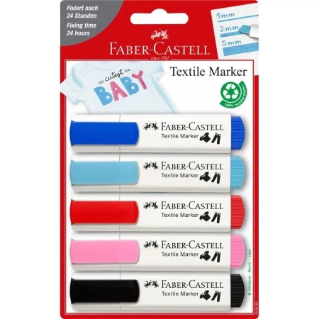 Markery do tkanin zestaw Baby Shower 5szt - Faber Castell