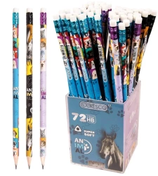 Ołówek trójkątny HB z gumką animal (72szt) - Cresco