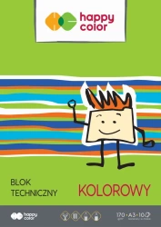 Paczka Blok techniczny kolorowy A3 170g Happy Color 10sztuk