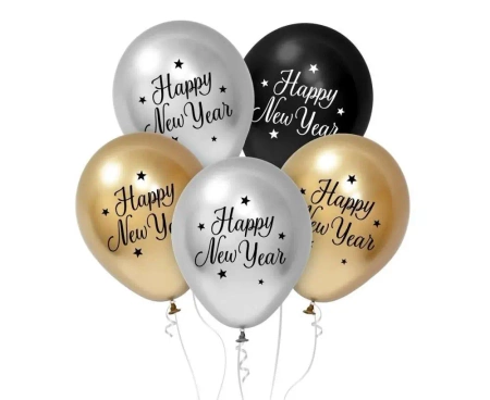 Balony Beauty&Charm Happy New Year 33cm 5szt - Godan