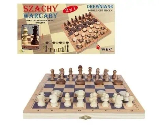 Szachy i warcaby 2w1 drewniane 29x29cm