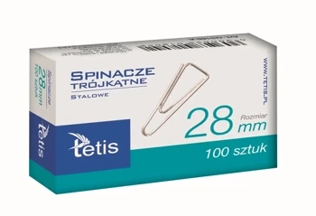 Paczka Spinacze biurowe trójkątne 28 mm 100 szt 10 sztuk - Tetis