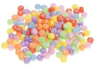 Koraliki akrylowe alfabet 4x7mm 20g - Brewis