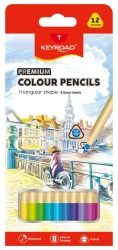 Kredki ołówkowe trójkątne 4mm 12 kolorów - Keyroad