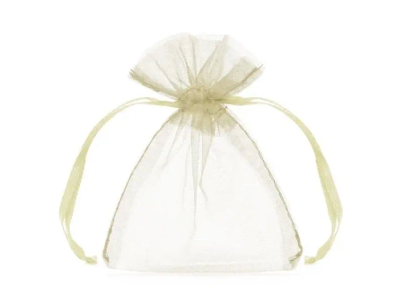 Woreczki z organzy kremowy 10cm 10szt - PartyDeco