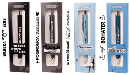 Długopis z nadrukiem Motto - On w etui GB mix - Cresco