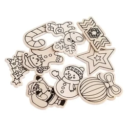 Ozdoby drewniane z magnesem 4-6 cm 9szt - Dalprint
