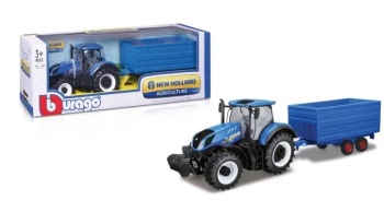 New Holland T7.315 z przyczepą i belami słomy - BBurago