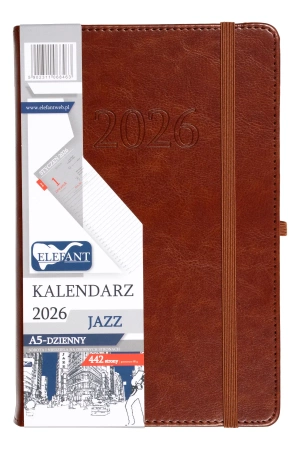Kalendarz 2026 A5 dzienny Jazz brązowy - praca zbiorowa