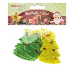 Naklejki z filcu choinki 12szt - Brewis