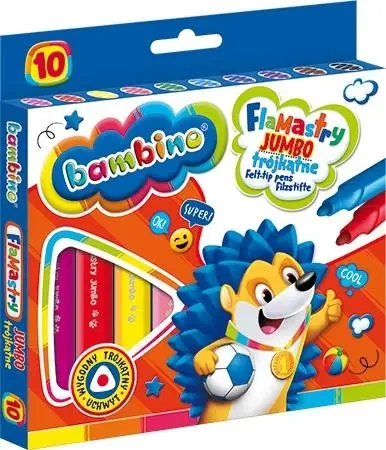 Flamastry trójkątne Jumbo 10 kolorów BAMBINO - ST-MAJEWSKI