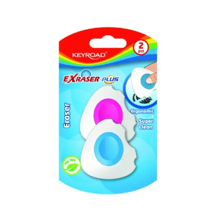 Gumka do ścierania KEYROAD Exraser plus blister 2 szt. mix kolorów