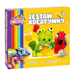 Zestaw kreatywny 8 farb + pędzelek + glina - Sweet colours