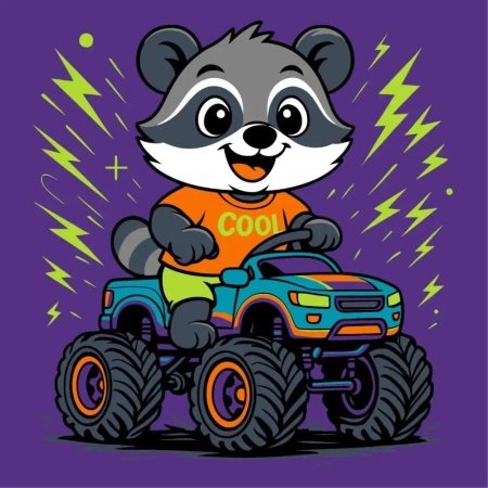 Malowanie po numerach - Szop w samochodzie Kids - Ideyka