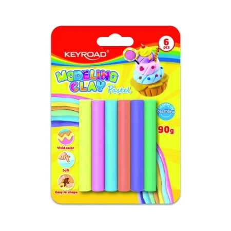 Plastelina pastel 15g 6 kolorów - Keyroad
