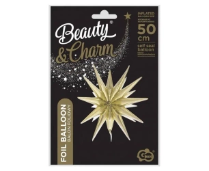 Balon foliowy Gwiazda 3D szampańska 50x46cm - Godan
