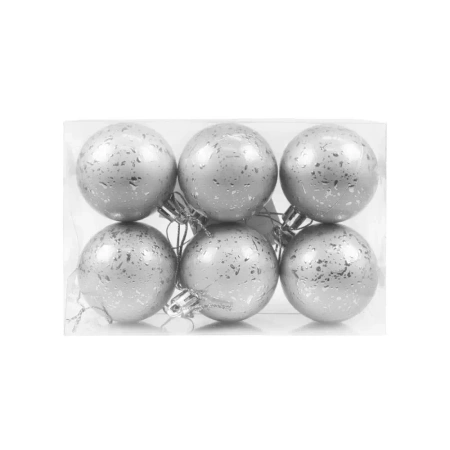 Bombki z efektem rosy srebrne 6szt - Arpex