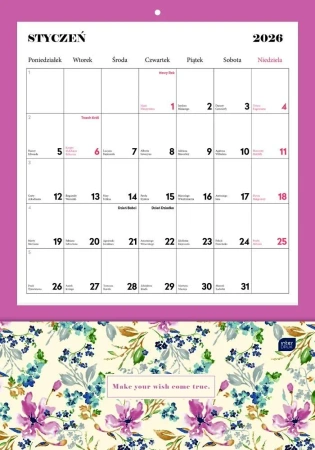 Kalendarz 2026 ścienny z kieszonką 28x40cm Blossom - INTERDRUK