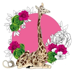 Karnet Swarovski kwadrat CL1427 Żyrafa kwiaty - Clear Creations