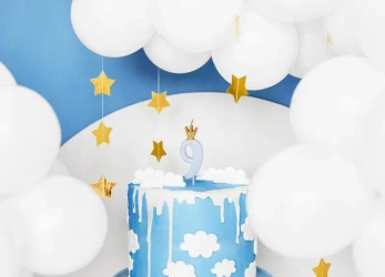 Świeczka urodzinowa 9 jasny niebieski 9,5cm - PartyDeco