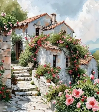 Diamentowa Mozaika Dom wśród kwiatów NO-2001358 - Norimpex