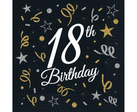 Serwetki B&C 18th Birthday 33x33cm 20szt - Godan