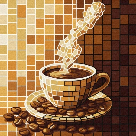 Malowanie po numerach - Witraż. Kawa 30x30cm - Ideyka