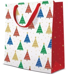 Torebka prezentowa Kolorowe choinki, średnia